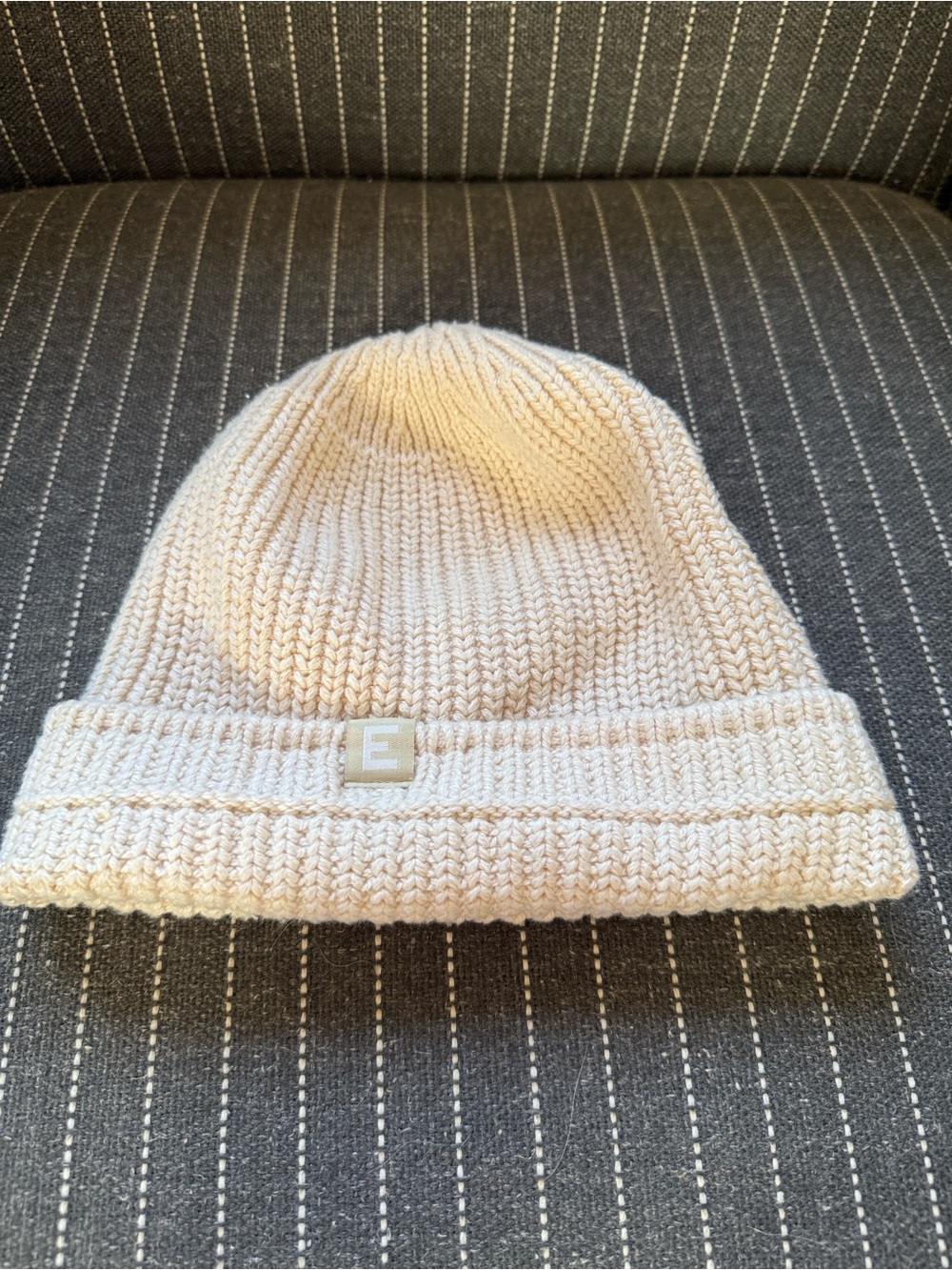 Everlane Organic Cotton Chunky Beanie Cream Rib Knit Cuffed Hat Unisex